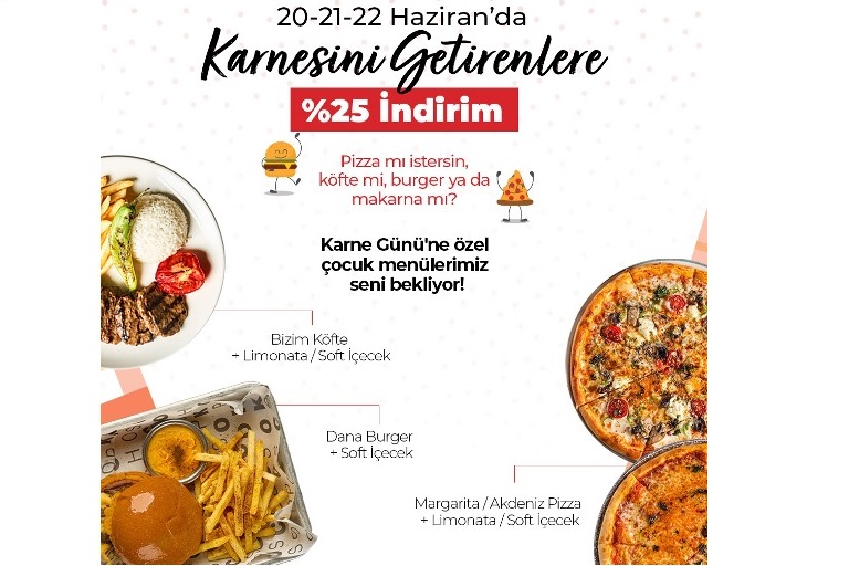 Cookshoptan Karnesini Getiren Çocuklara % 25 ndirimli Özel Menü